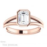 Emerald Cut Forever One Moissanite Engagement Ring #GTJ1014-emerald-fb-r 1 Emerald Cut Forever Brilliant Moissanite Engagement Ring #GTJ1014-emerald-fb-r