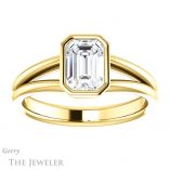 Emerald Cut Forever One Moissanite Engagement Ring #GTJ1014-emerald-fb-y 1 Emerald Cut Forever Brilliant Moissanite Engagement Ring #GTJ1014-emerald-fb-y