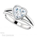 Heart Shaped Forever Brilliant Moissanite Engagement Ring #GTJ1014-heart-fb-w