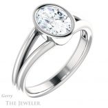 Oval Shaped Forever One Moissanite Engagement Ring #GTJ1014-oval-fo-w 4 Oval Shaped Forever One Moissanite Engagement Ring #GTJ1014-oval-fo-w