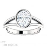 Oval Shaped Forever One Moissanite Engagement Ring #GTJ1014-oval-fo-w 1 Oval Shaped Forever One Moissanite Engagement Ring #GTJ1014-oval-fo-w