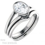Oval Shaped Forever One Moissanite Engagement Ring #GTJ1014-oval-fo-w 6 Oval Shaped Forever One Moissanite Engagement Ring #GTJ1014-oval-fo-w