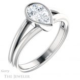 Pear Shaped Forever One Moissanite Engagement Ring #GTJ1014-pear-fb-w 4 Pear Shaped Forever Brilliant Moissanite Engagement Ring #GTJ1014-pear-fb-w