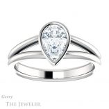 Pear Shaped Forever One Moissanite Engagement Ring #GTJ1014-pear-fb-w 1 Pear Shaped Forever Brilliant Moissanite Engagement Ring #GTJ1014-pear-fb-w
