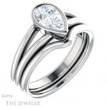 Pear Shaped Forever One Moissanite Engagement Ring #GTJ1014-pear-fb-w 6 Pear Shaped Forever Brilliant Moissanite Engagement Ring #GTJ1014-pear-fb-w