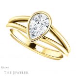 Pear Shaped Forever Brilliant Moissanite Engagement Ring #GTJ1014-pear-fb-y