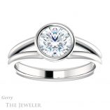 Round Cut Forever One Moissanite Engagement Ring #GTJ1014-round-fo-w 1 Round Cut Forever One Moissanite Engagement Ring #GTJ1014-round-fo-w