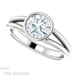 Round Cut Forever One Moissanite Engagement Ring #GTJ1014-round-fo-w 5 Round Cut Forever One Moissanite Engagement Ring #GTJ1014-round-fo-w