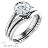 Round Cut Forever One Moissanite Engagement Ring #GTJ1014-round-fo-w 6 Round Cut Forever One Moissanite Engagement Ring #GTJ1014-round-fo-w