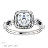 Cushion Cut Forever One Moissanite Engagement Ring #GTJ1015-cushion-fo-w 1 Cushion Cut Forever One Moissanite Engagement Ring #GTJ1015-cushion-fo-w