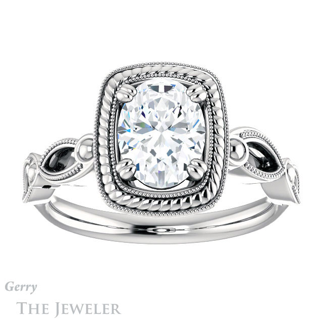 Oval Shaped Forever One Moissanite Engagement Ring #GTJ1015-oval-fo-w 1 Oval Shaped Forever One Moissanite Engagement Ring #GTJ1015-oval-fo-w