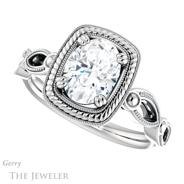 Oval Shaped Forever One Moissanite Engagement Ring #GTJ1015-oval-fo-w 5 Oval Shaped Forever One Moissanite Engagement Ring #GTJ1015-oval-fo-w
