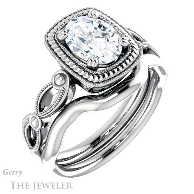 Oval Shaped Forever One Moissanite Engagement Ring #GTJ1015-oval-fo-w 6 Oval Shaped Forever One Moissanite Engagement Ring #GTJ1015-oval-fo-w