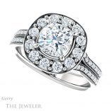 Cushion Cut Forever One Moissanite Engagement Ring #GTJ1016-cushion-fo-w