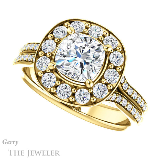 Cushion Cut Forever One Moissanite Engagement Ring #GTJ1016-cushion-fo-y