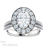 Oval Shaped Forever One Moissanite Engagement Ring #GTJ1016-oval-fo-w