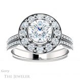 Round Cut Forever One Moissanite Engagement Ring #GTJ1016-round-fo-w 1 Round Cut Forever One Moissanite Engagement Ring #GTJ1016-round-fo-w