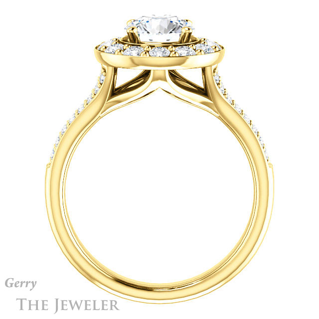 Round Cut Forever One Moissanite Engagement Ring #GTJ1016-round-fo-y