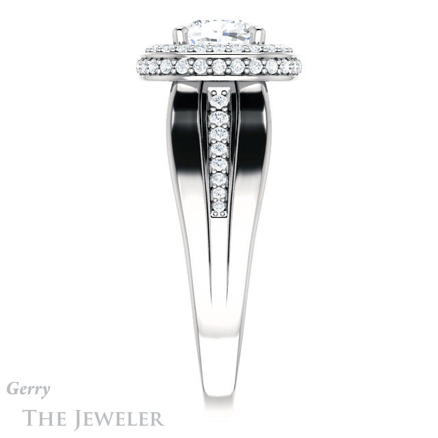 Cushion Cut Forever One Moissanite Engagement Ring #GTJ1017-cushion-fo-w