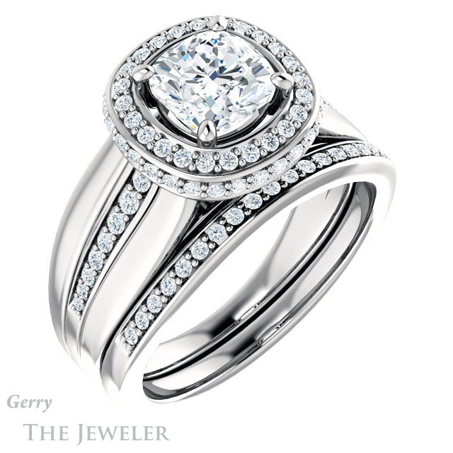 Cushion Cut Forever One Moissanite Engagement Ring #GTJ1017-cushion-fo-w