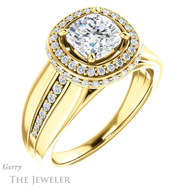 Cushion Cut Forever One Moissanite Engagement Ring #GTJ1017-cushion-fo-y