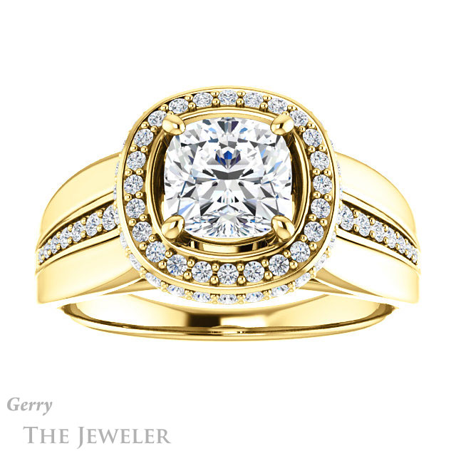Cushion Cut Forever One Moissanite Engagement Ring #GTJ1017-cushion-fo-y