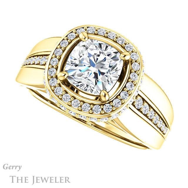Cushion Cut Forever One Moissanite Engagement Ring #GTJ1017-cushion-fo-y