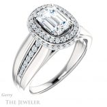 Emerald Cut Forever One Moissanite Engagement Ring #GTJ1017-emerald-fb-w 4 Emerald Cut Forever Brilliant Moissanite Engagement Ring #GTJ1017-emerald-fb-w