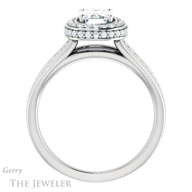 Emerald Cut Forever One Moissanite Engagement Ring #GTJ1017-emerald-fb-w 2 Emerald Cut Forever Brilliant Moissanite Engagement Ring #GTJ1017-emerald-fb-w