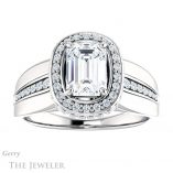 Emerald Cut Forever One Moissanite Engagement Ring #GTJ1017-emerald-fb-w 1 Emerald Cut Forever Brilliant Moissanite Engagement Ring #GTJ1017-emerald-fb-w
