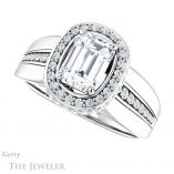 Emerald Cut Forever One Moissanite Engagement Ring #GTJ1017-emerald-fb-w 5 Emerald Cut Forever Brilliant Moissanite Engagement Ring #GTJ1017-emerald-fb-w