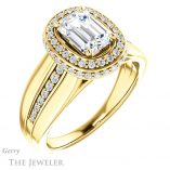 Emerald Cut Forever One Moissanite Engagement Ring #GTJ1017-emerald-fb-y 4 Emerald Cut Forever Brilliant Moissanite Engagement Ring #GTJ1017-emerald-fb-y