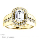 Emerald Cut Forever One Moissanite Engagement Ring #GTJ1017-emerald-fb-y 1 Emerald Cut Forever Brilliant Moissanite Engagement Ring #GTJ1017-emerald-fb-y