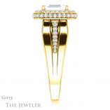 Emerald Cut Forever One Moissanite Engagement Ring #GTJ1017-emerald-fb-y 3 Emerald Cut Forever Brilliant Moissanite Engagement Ring #GTJ1017-emerald-fb-y