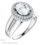 Oval Shaped Forever One Moissanite Engagement Ring #GTJ1017-oval-fo-w