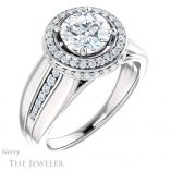 Round Cut Forever One Moissanite Engagement Ring #GTJ1017-round-fo-w 4 Round Cut Forever One Moissanite Engagement Ring #GTJ1017-round-fo-w