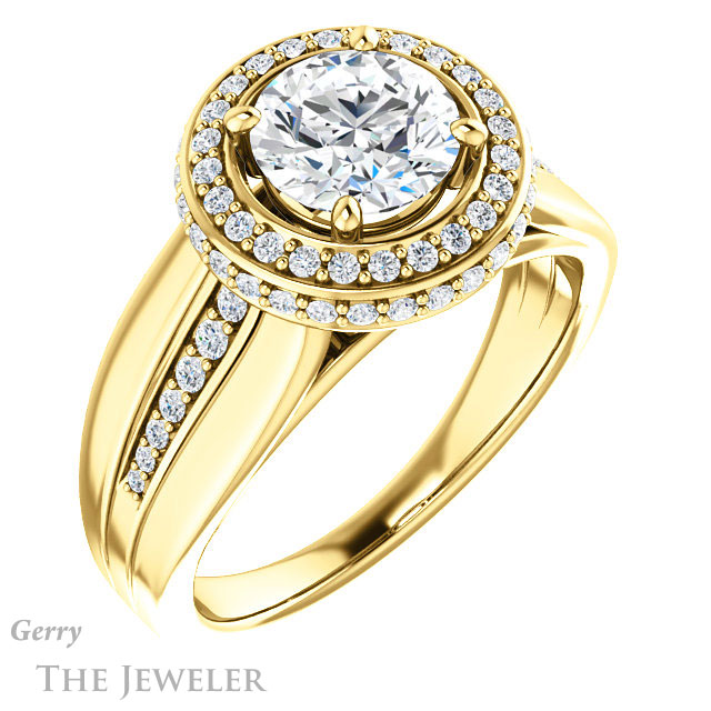 Round Cut Forever One Moissanite Engagement Ring #GTJ1017-round-fo-y 4 Round Cut Forever One Moissanite Engagement Ring #GTJ1017-round-fo-y