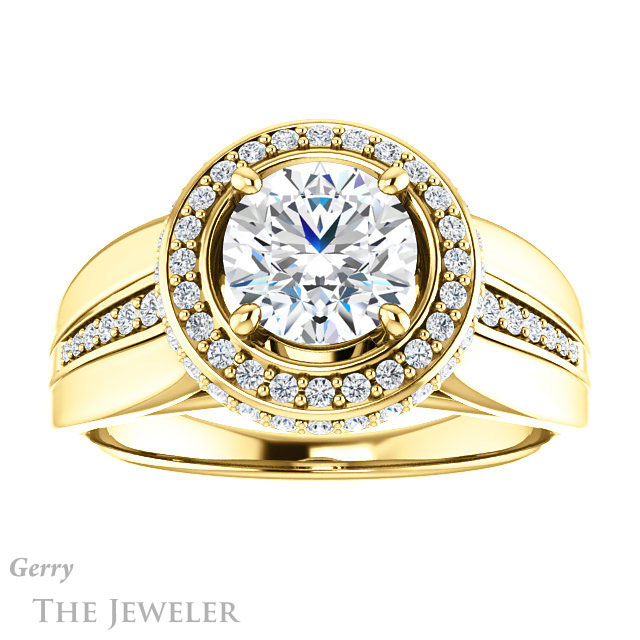 Round Cut Forever One Moissanite Engagement Ring #GTJ1017-round-fo-y 1 Round Cut Forever One Moissanite Engagement Ring #GTJ1017-round-fo-y