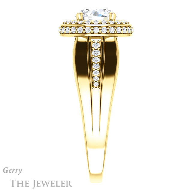 Round Cut Forever One Moissanite Engagement Ring #GTJ1017-round-fo-y 3 Round Cut Forever One Moissanite Engagement Ring #GTJ1017-round-fo-y