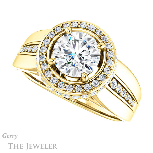 Round Cut Forever One Moissanite Engagement Ring #GTJ1017-round-fo-y 5 Round Cut Forever One Moissanite Engagement Ring #GTJ1017-round-fo-y