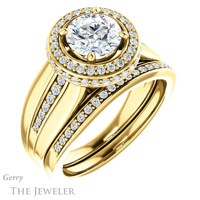 Round Cut Forever One Moissanite Engagement Ring #GTJ1017-round-fo-y 6 Round Cut Forever One Moissanite Engagement Ring #GTJ1017-round-fo-y