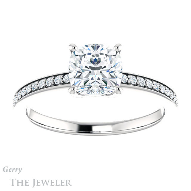 Cushion Cut Forever One Moissanite Engagement Ring #GTJ1018-cushion-fo-w