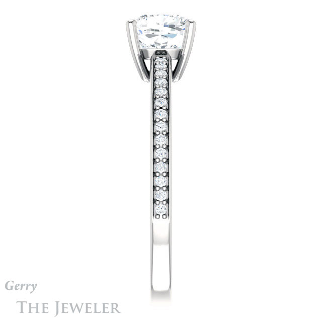 Cushion Cut Forever One Moissanite Engagement Ring #GTJ1018-cushion-fo-w 3 Cushion Cut Forever One Moissanite Engagement Ring #GTJ1018-cushion-fo-w