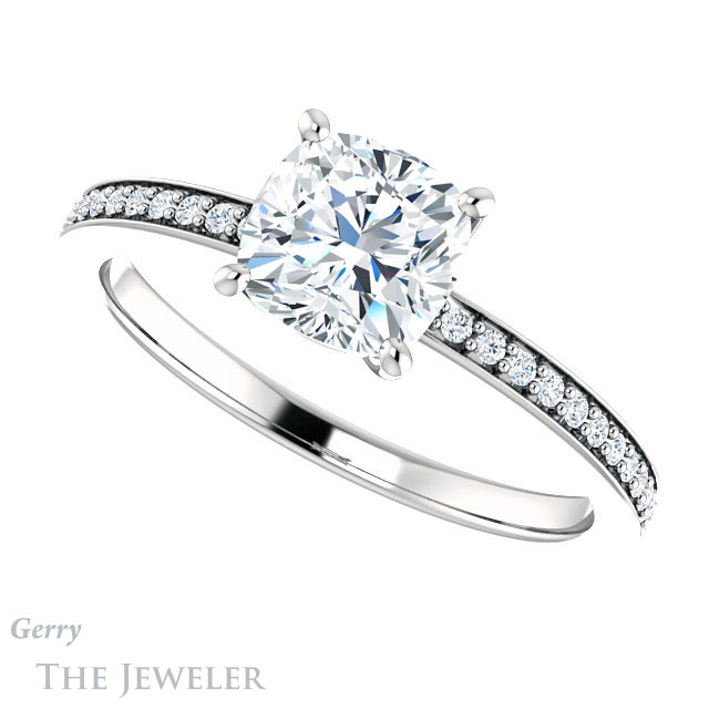 Cushion Cut Forever One Moissanite Engagement Ring #GTJ1018-cushion-fo-w 5 Cushion Cut Forever One Moissanite Engagement Ring #GTJ1018-cushion-fo-w