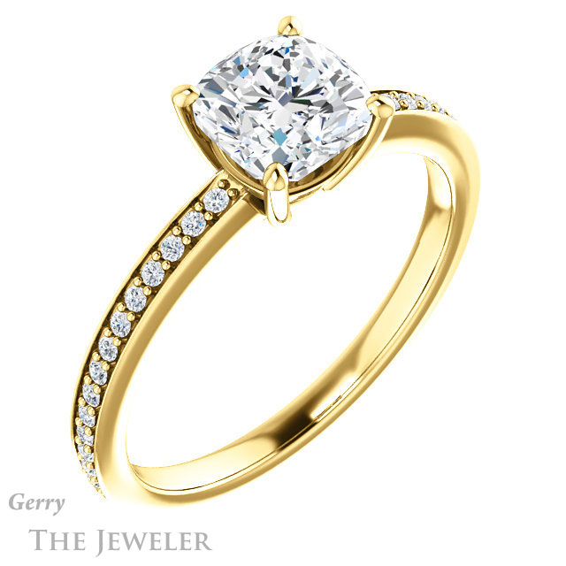 Cushion Cut Forever One Moissanite Engagement Ring #GTJ1018-cushion-fo-y 4 Cushion Cut Forever One Moissanite Engagement Ring #GTJ1018-cushion-fo-y