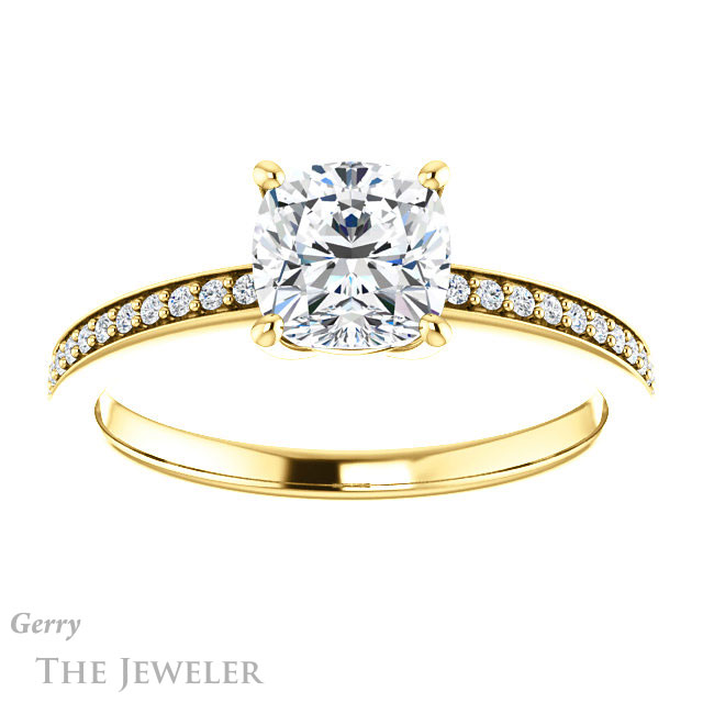 Cushion Cut Forever One Moissanite Engagement Ring #GTJ1018-cushion-fo-y
