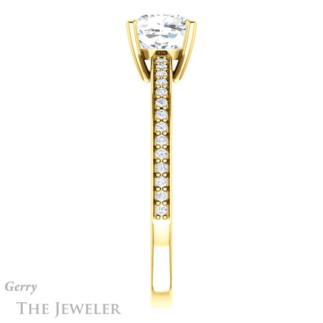 Cushion Cut Forever One Moissanite Engagement Ring #GTJ1018-cushion-fo-y 3 Cushion Cut Forever One Moissanite Engagement Ring #GTJ1018-cushion-fo-y