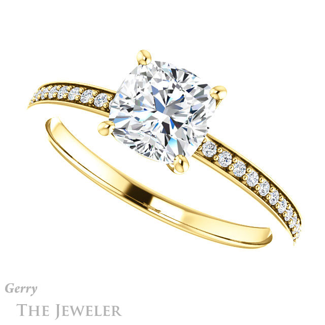Cushion Cut Forever One Moissanite Engagement Ring #GTJ1018-cushion-fo-y 5 Cushion Cut Forever One Moissanite Engagement Ring #GTJ1018-cushion-fo-y