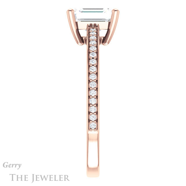 Emerald Cut Forever One Moissanite Engagement Ring #GTJ1018-emerald-fb-r 3 Emerald Cut Forever Brilliant Moissanite Engagement Ring #GTJ1018-emerald-fb-r