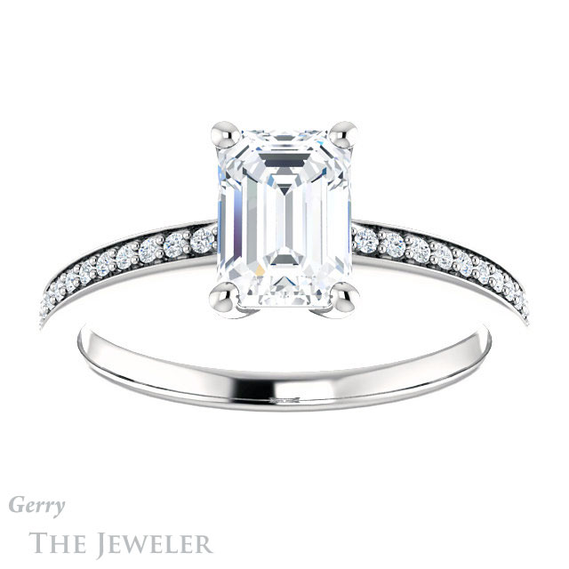 Emerald Cut Forever Brilliant Moissanite Engagement Ring #GTJ1018-emerald-fb-w